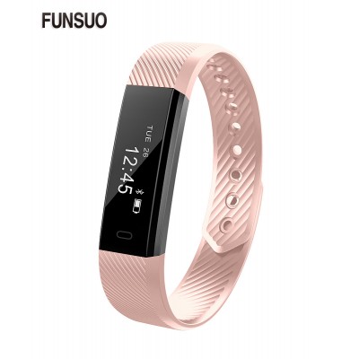 FUNSUO ID115 Smart Bracelet with Heart Rate IP67 Waterproof Sleep Monitor for Android and IOS Smart phones(Pink)