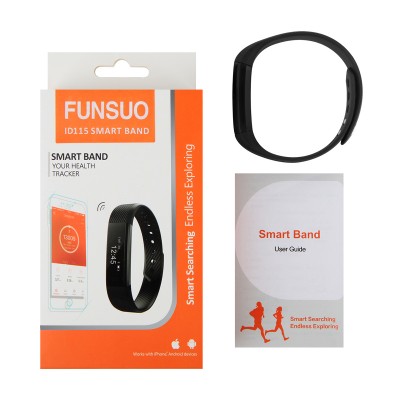 FUNSUO ID115 Smart Bracelet with Heart Rate IP67 Waterproof Sleep Monitor for Android and IOS Smart phones (Black)