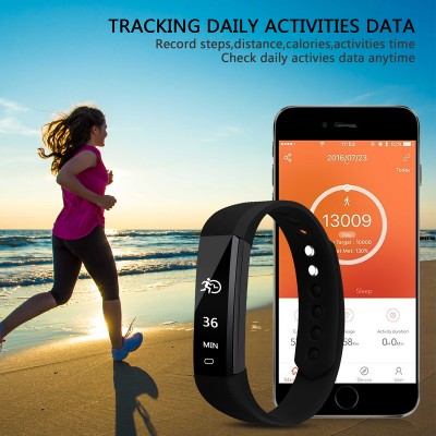 FUNSUO ID115 Smart Bracelet with Heart Rate IP67 Waterproof Sleep Monitor for Android and IOS Smart phones (Cyan)